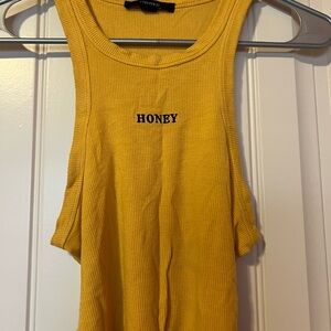 Forever 21 Mustard Tank Top with 'Honey' Print